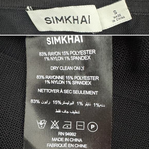 Jonathan Simkhai Filippa Lattice Fringed Skirt stretch black white size small S - Picture 9 of 10